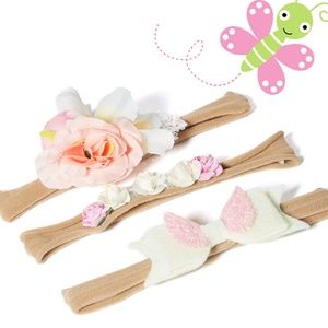 Brown & Peach Floral Headband - Set of Three